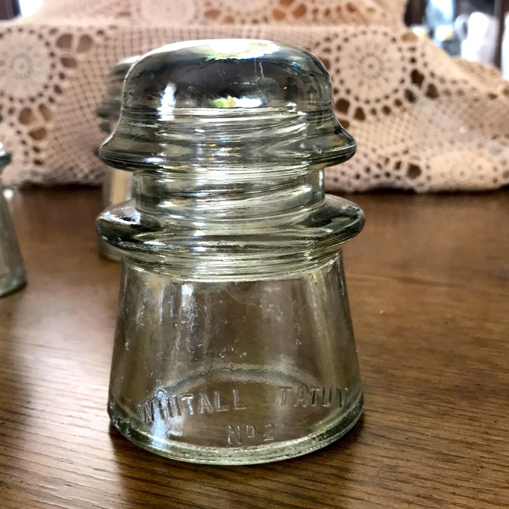 Vintage Whitall Tatum No.2 clear glass insulators